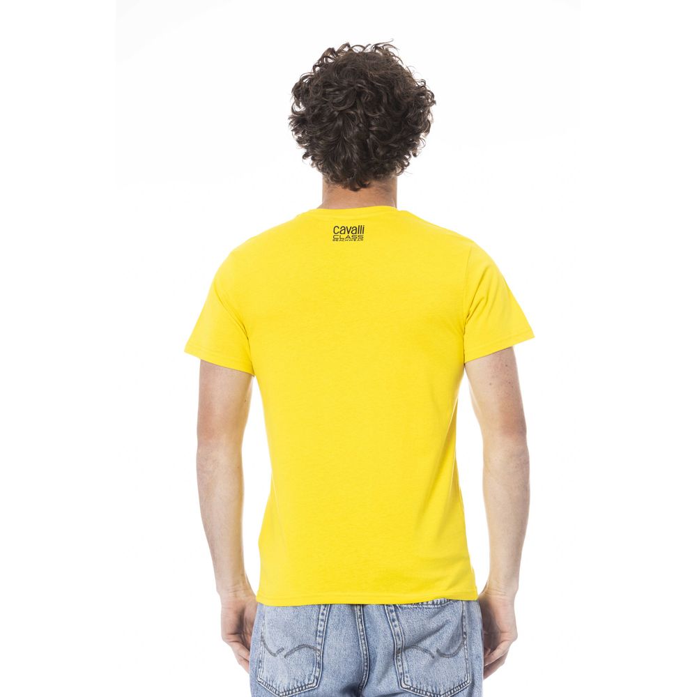 Yellow Cotton Men T-Shirt - GlamHub Luxury and Icon Brand Clothing