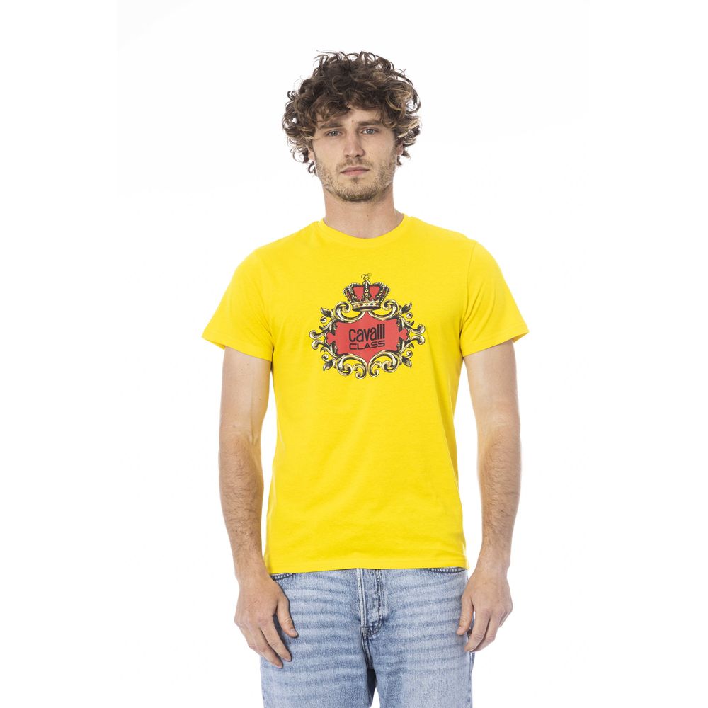 Yellow Cotton Men T-Shirt - GlamHub Luxury and Icon Brand Clothing