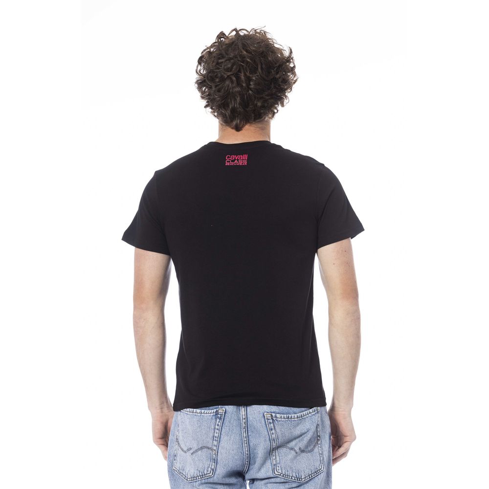 Black Cotton Men T-Shirt - GlamHub Luxury and Icon Brand Clothing