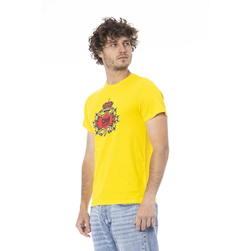 Yellow Cotton Men T-Shirt - GlamHub Luxury and Icon Brand Clothing