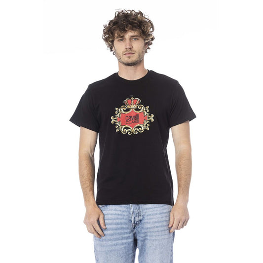 Black Cotton Men T-Shirt - GlamHub Luxury and Icon Brand Clothing