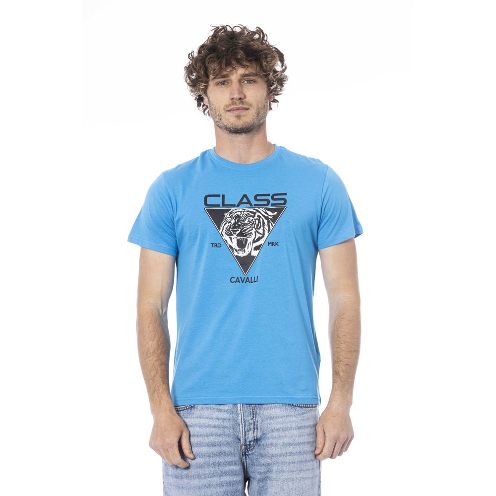 Light Blue Cotton Men T-Shirt - GlamHub Luxury and Icon Brand Clothing