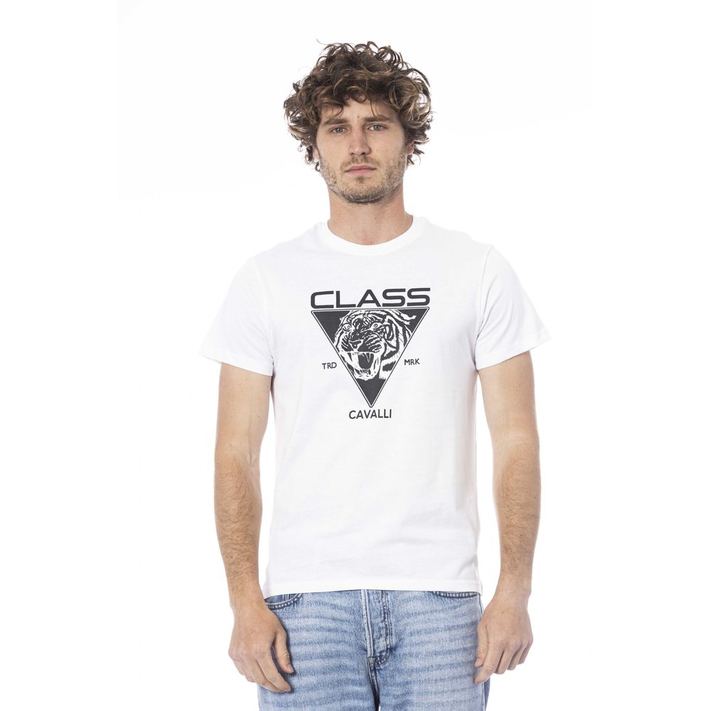 White Cotton Men T-Shirt - GlamHub Luxury and Icon Brand Clothing