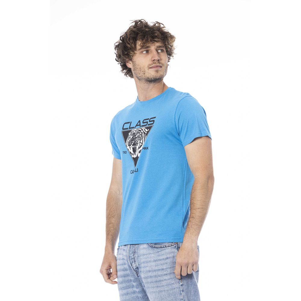 Light Blue Cotton Men T-Shirt - GlamHub Luxury and Icon Brand Clothing