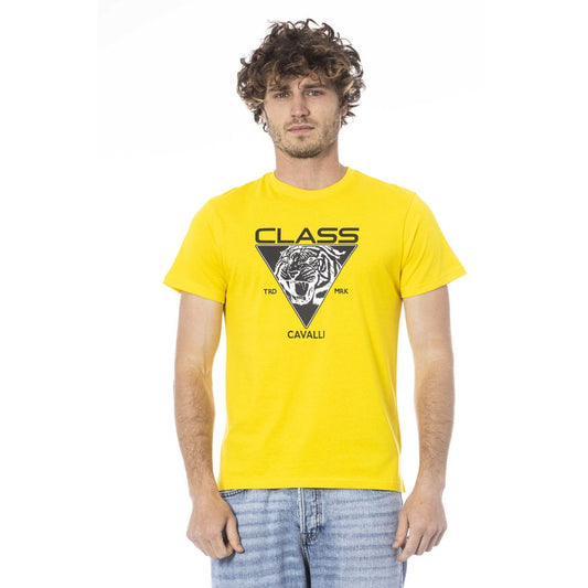 Yellow Cotton Men T-Shirt - GlamHub Luxury and Icon Brand Clothing