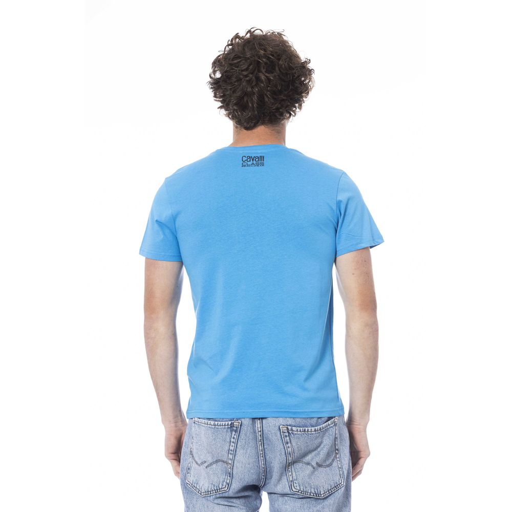 Light Blue Cotton Men T-Shirt - GlamHub Luxury and Icon Brand Clothing