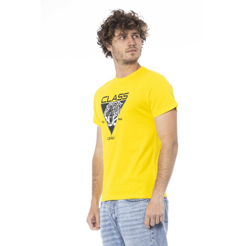 Yellow Cotton Men T-Shirt - GlamHub Luxury and Icon Brand Clothing