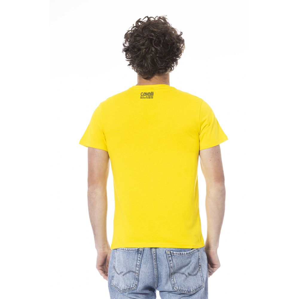 Yellow Cotton Men T-Shirt - GlamHub Luxury and Icon Brand Clothing