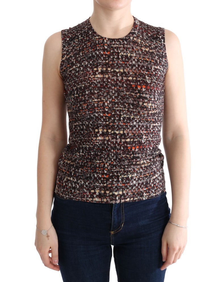 Sleeveless Multicolor Knit Wool Top - GlamHub Luxury and Icon Brand Clothing