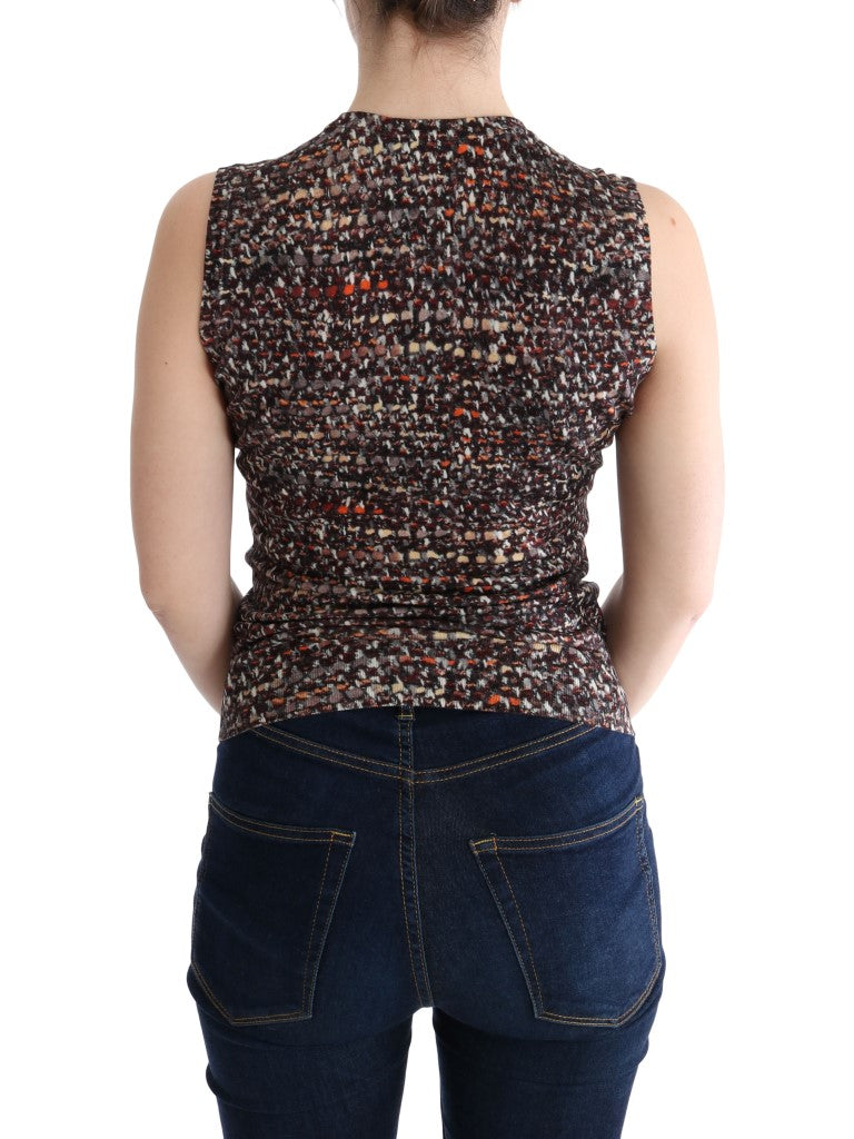 Sleeveless Multicolor Knit Wool Top - GlamHub Luxury and Icon Brand Clothing