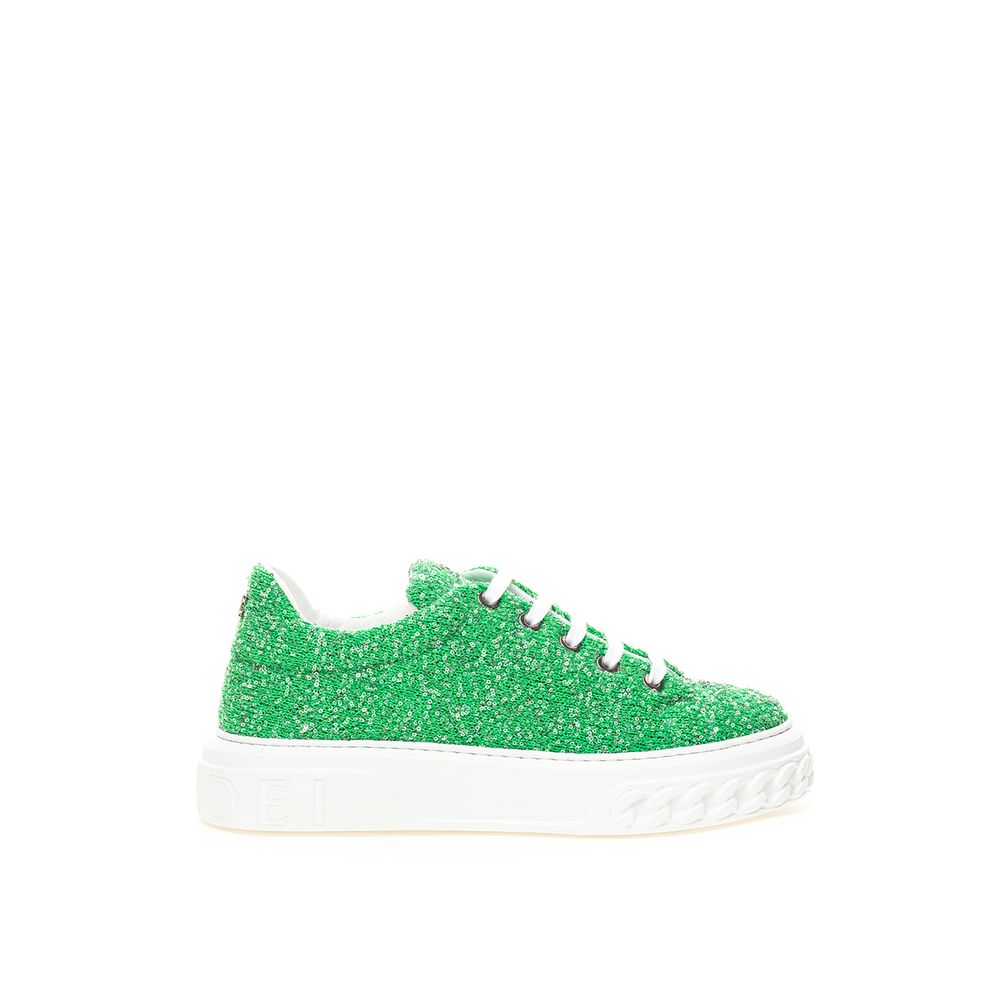 Emerald Elegance Leather Sneakers - GlamHub Luxury and Icon Brand Clothing