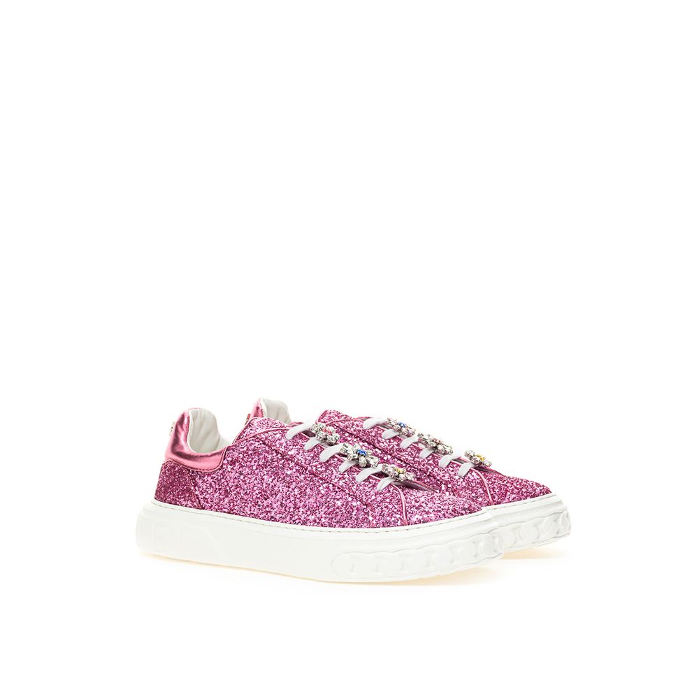 Fuchsia Leather Sneaker - GlamHub Luxury and Icon Brand Clothing