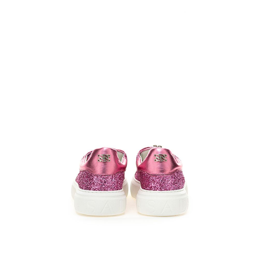 Fuchsia Leather Sneaker - GlamHub Luxury and Icon Brand Clothing