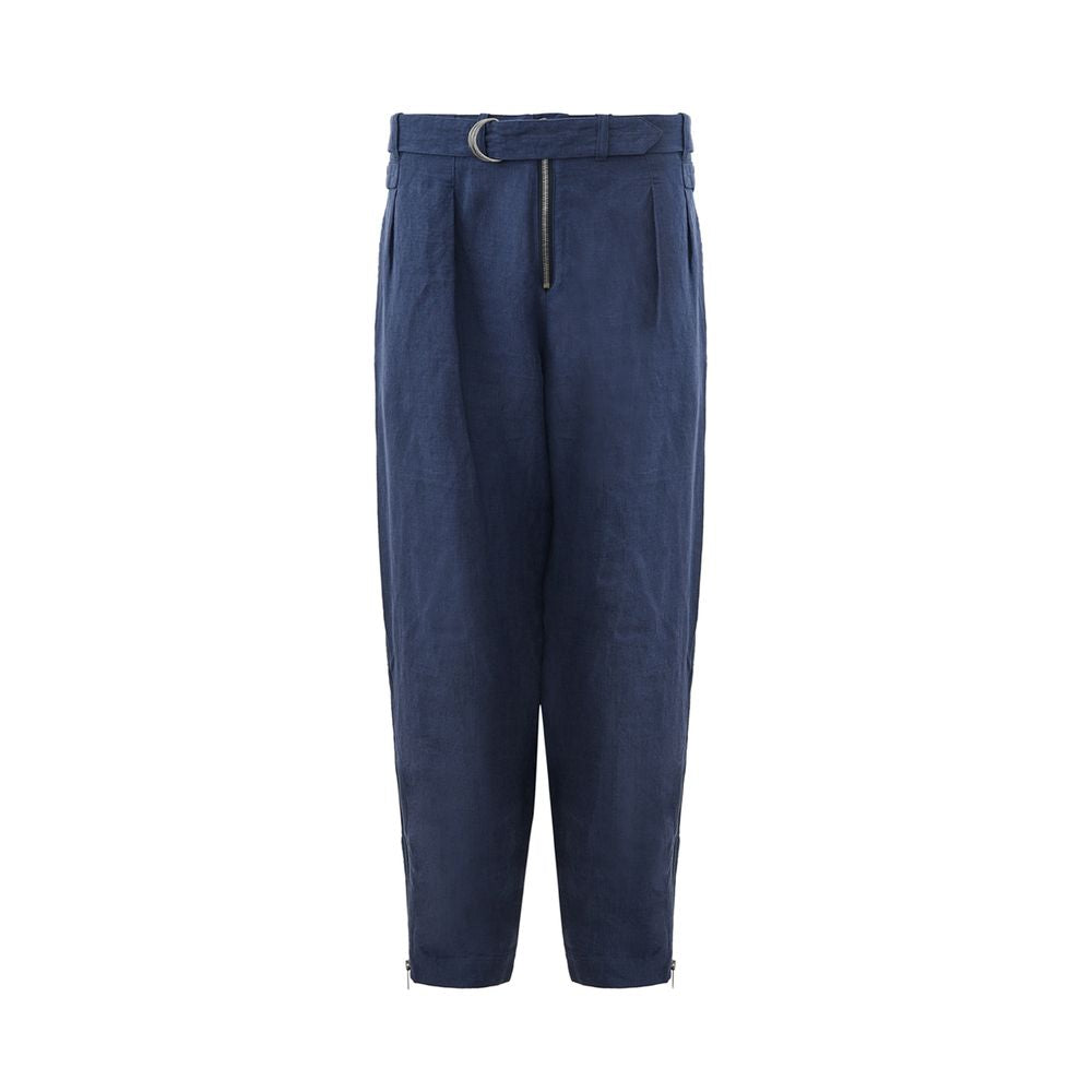 Elegant Linen Blue Trousers for Men - GLAMHUB BOUTIQUE 