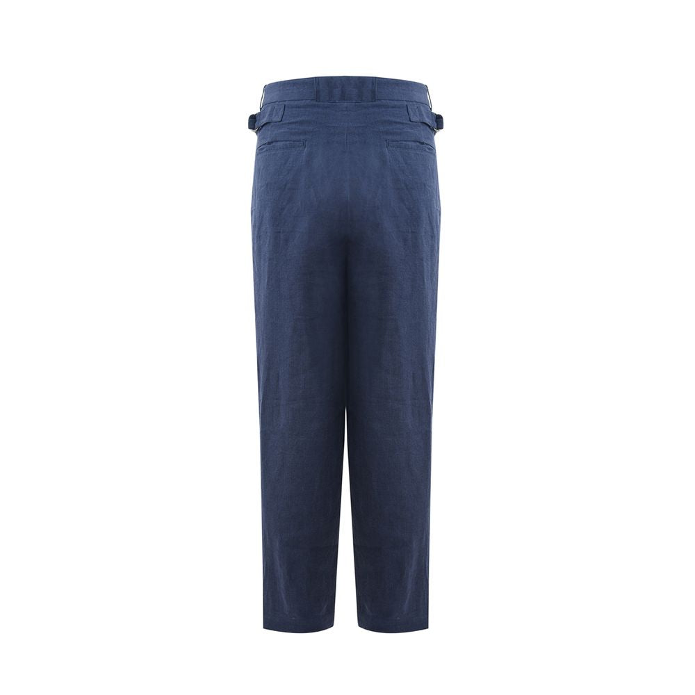 Elegant Linen Blue Trousers for Men - GLAMHUB BOUTIQUE 