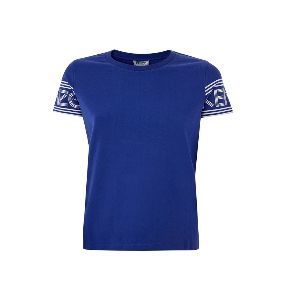 Chic Blue Cotton Tee for Stylish Comfort - GlamHub Luxury and Icon Brand Clothing