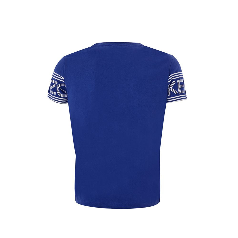 Chic Blue Cotton Tee for Stylish Comfort - GlamHub Luxury and Icon Brand Clothing