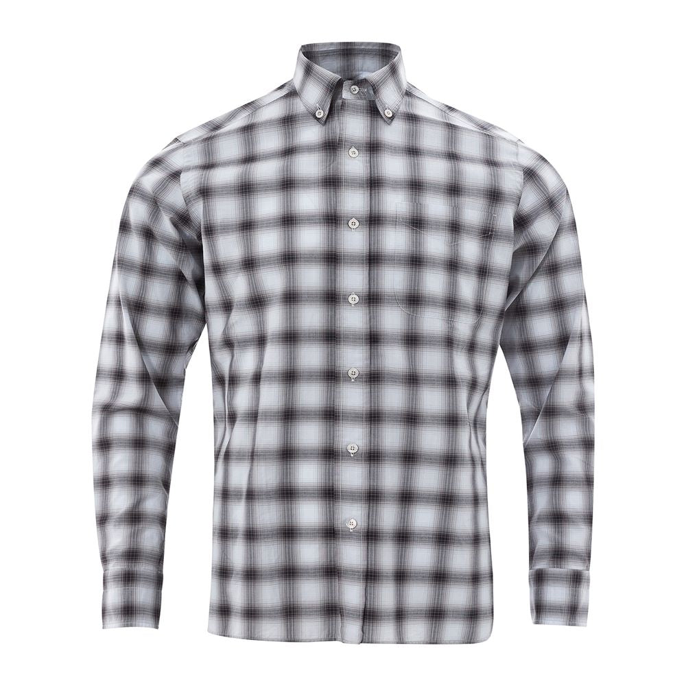 Elegant Gray Cotton Mens Shirt - GLAMHUB BOUTIQUE 