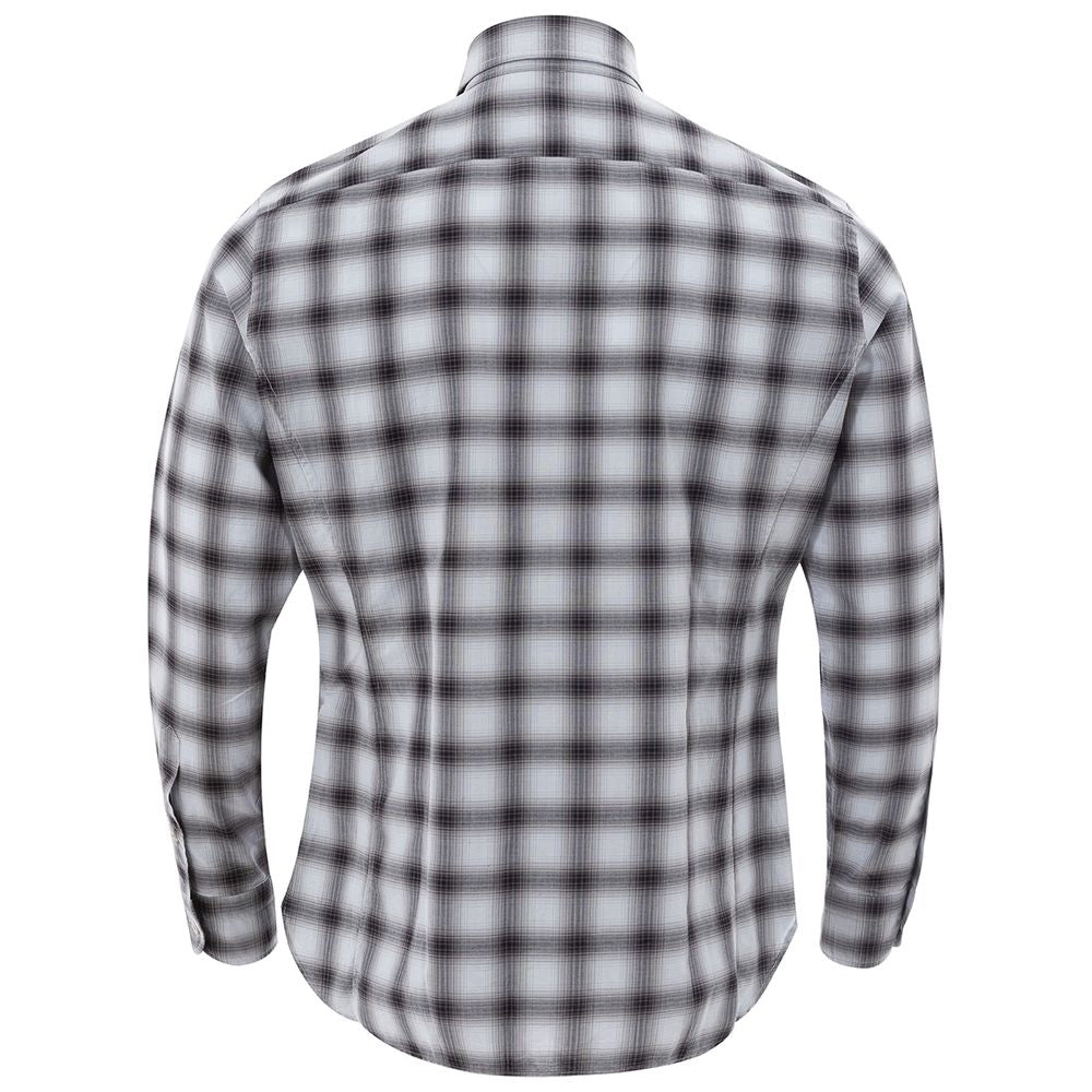 Elegant Gray Cotton Mens Shirt - GLAMHUB BOUTIQUE 