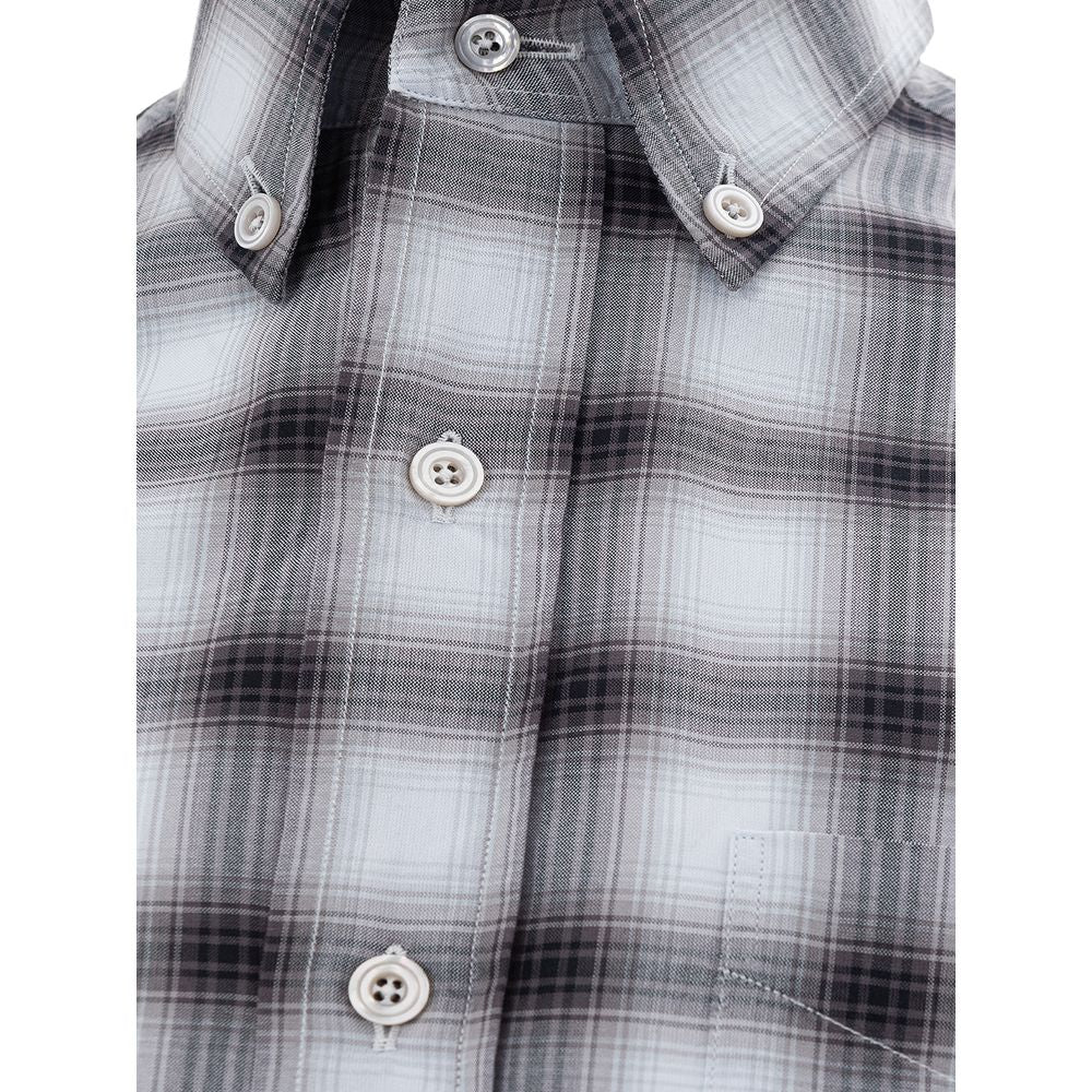 Elegant Gray Cotton Mens Shirt - GLAMHUB BOUTIQUE 