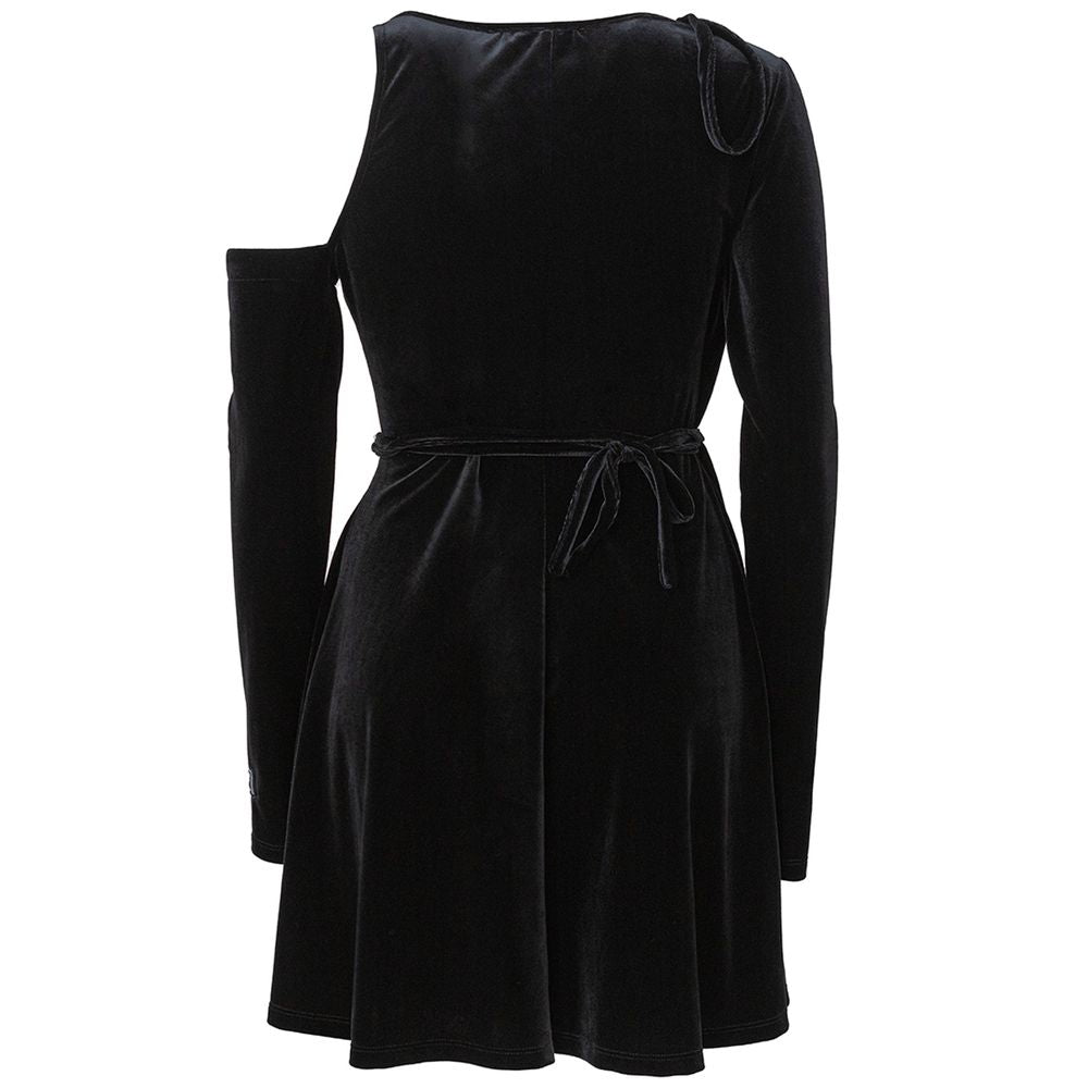 Chic Black Polyester Shift Dress - GLAMHUB BOUTIQUE 