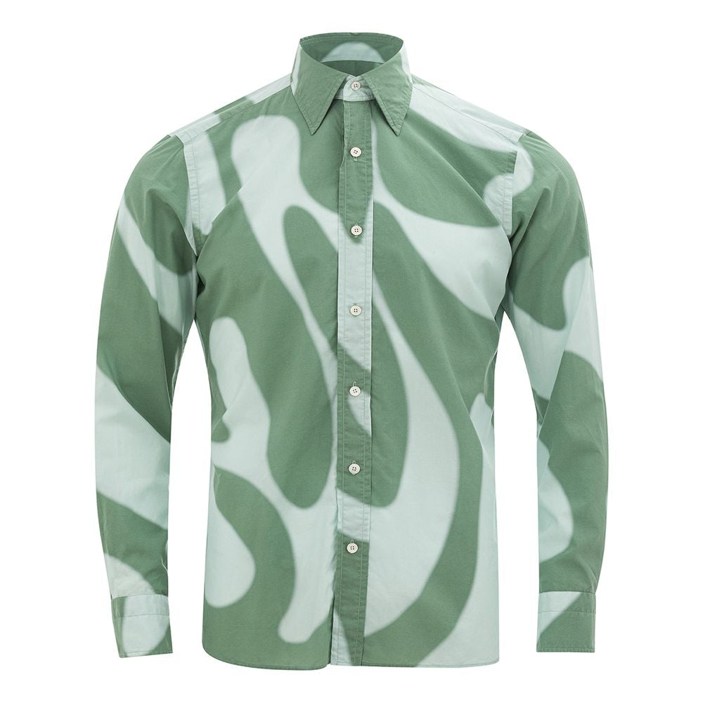 Elegant Green Cotton Shirt for Men - GLAMHUB BOUTIQUE 