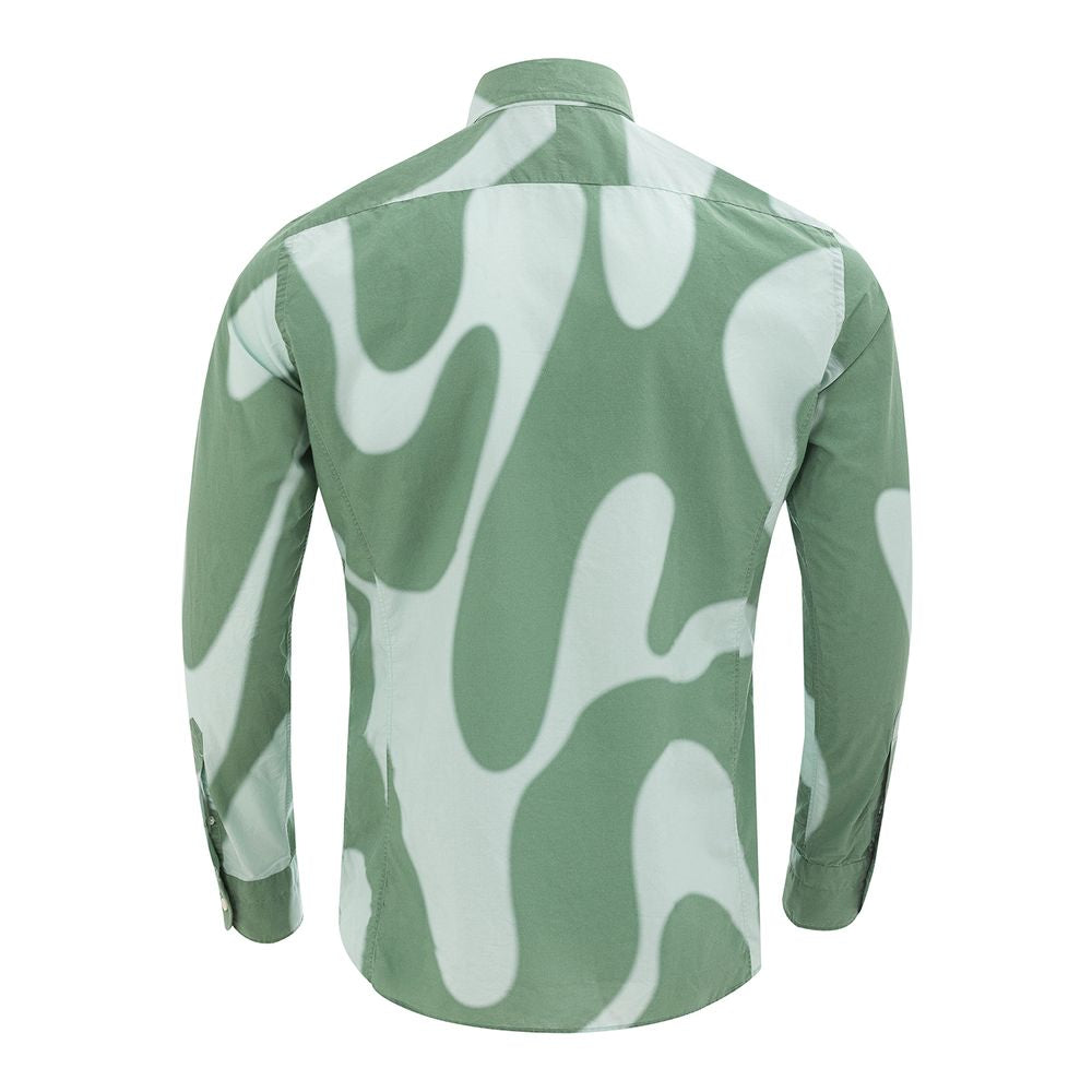 Elegant Green Cotton Shirt for Men - GLAMHUB BOUTIQUE 