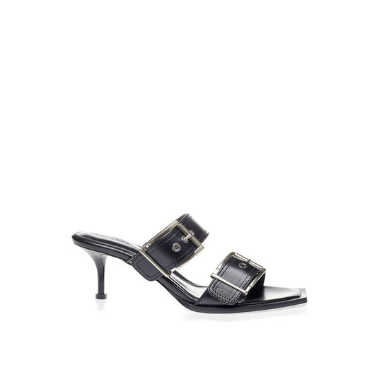 Elevate Your Steps in Timeless Black Leather Sandals - GLAMHUB BOUTIQUE 