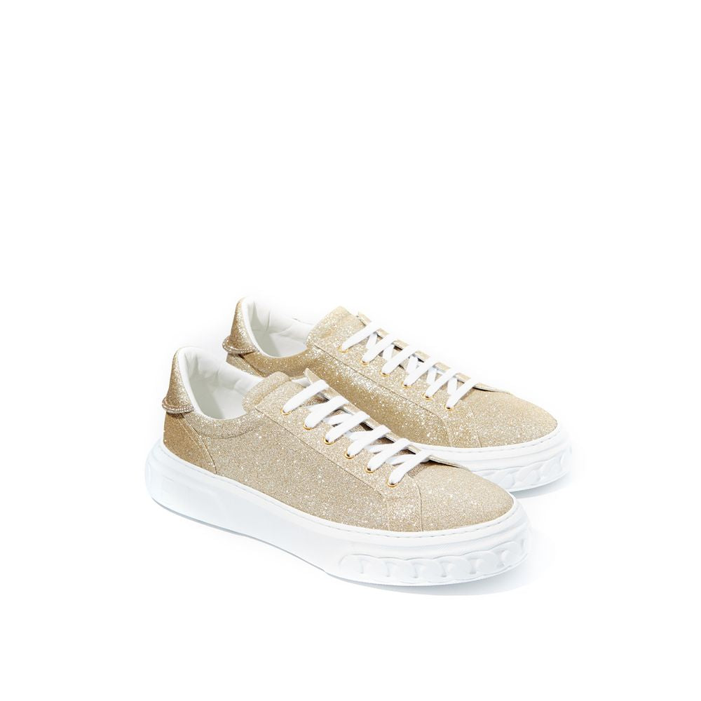 Elegant Gold Leather Sneakers