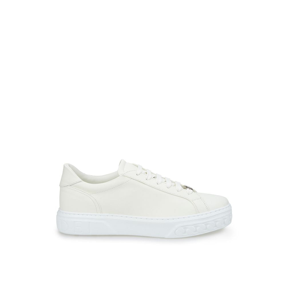 Sleek White Leather Sneakers - GlamHub Luxury and Icon Brand Clothing