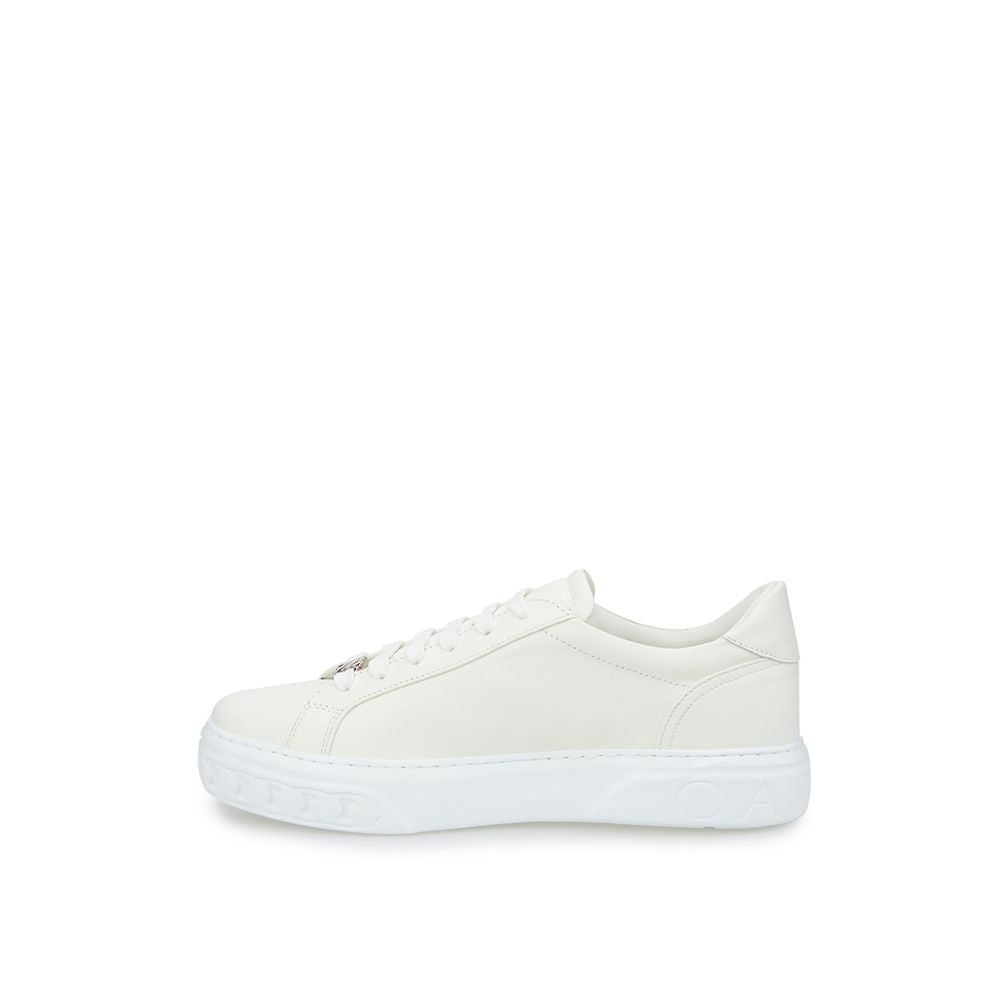 Sleek White Leather Sneakers - GlamHub Luxury and Icon Brand Clothing