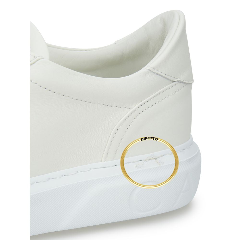 Sleek White Leather Sneakers - GlamHub Luxury and Icon Brand Clothing