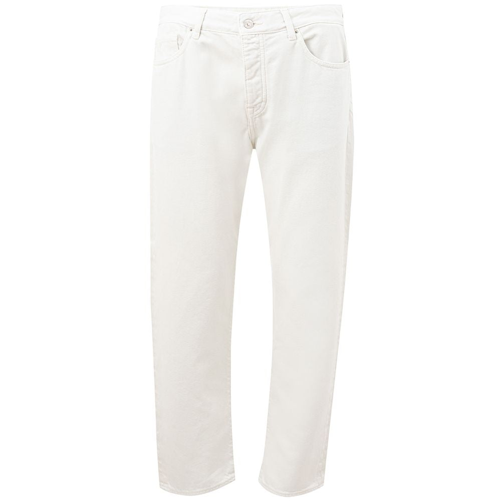 Elegant White Cotton Trousers - GLAMHUB BOUTIQUE 