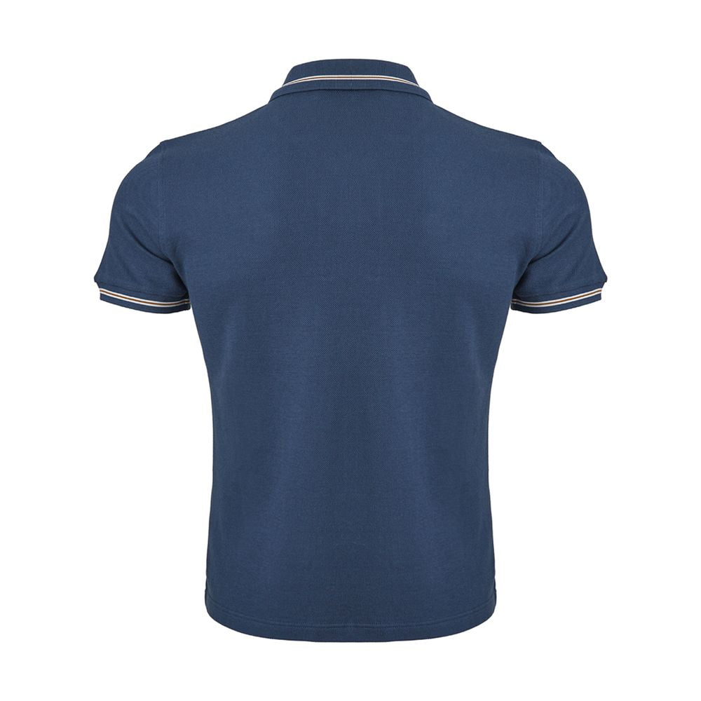 Elegant Blue Italian Cotton Polo Shirt - GlamHub Luxury and Icon Brand Clothing