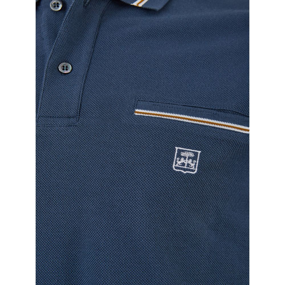 Elegant Blue Italian Cotton Polo Shirt - GlamHub Luxury and Icon Brand Clothing