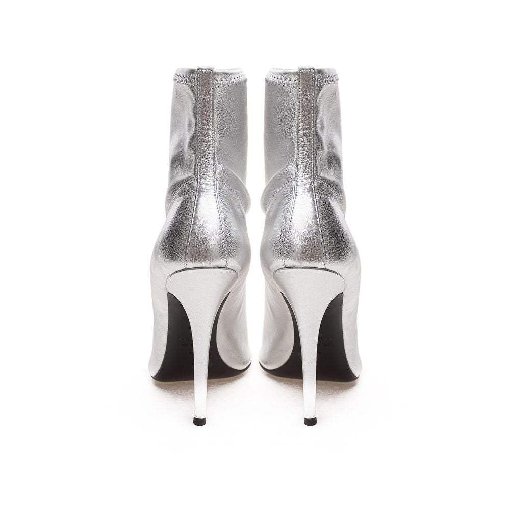 Silver Leather Boot - GlamHub Luxury and Icon Brand Clothing