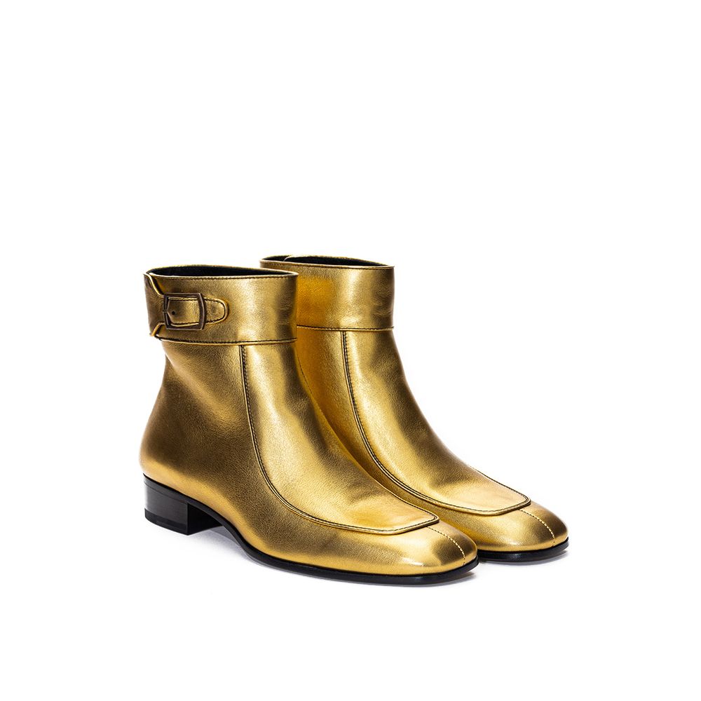 Gold Leather Boot - GLAMHUB BOUTIQUE 