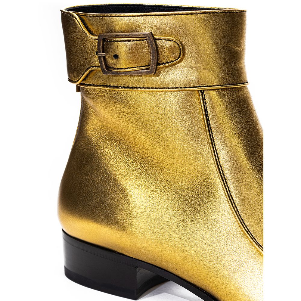 Gold Leather Boot - GLAMHUB BOUTIQUE 