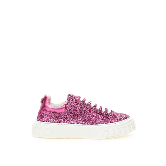 Fuchsia Elegance Leather Sneakers - GlamHub Luxury and Icon Brand Clothing