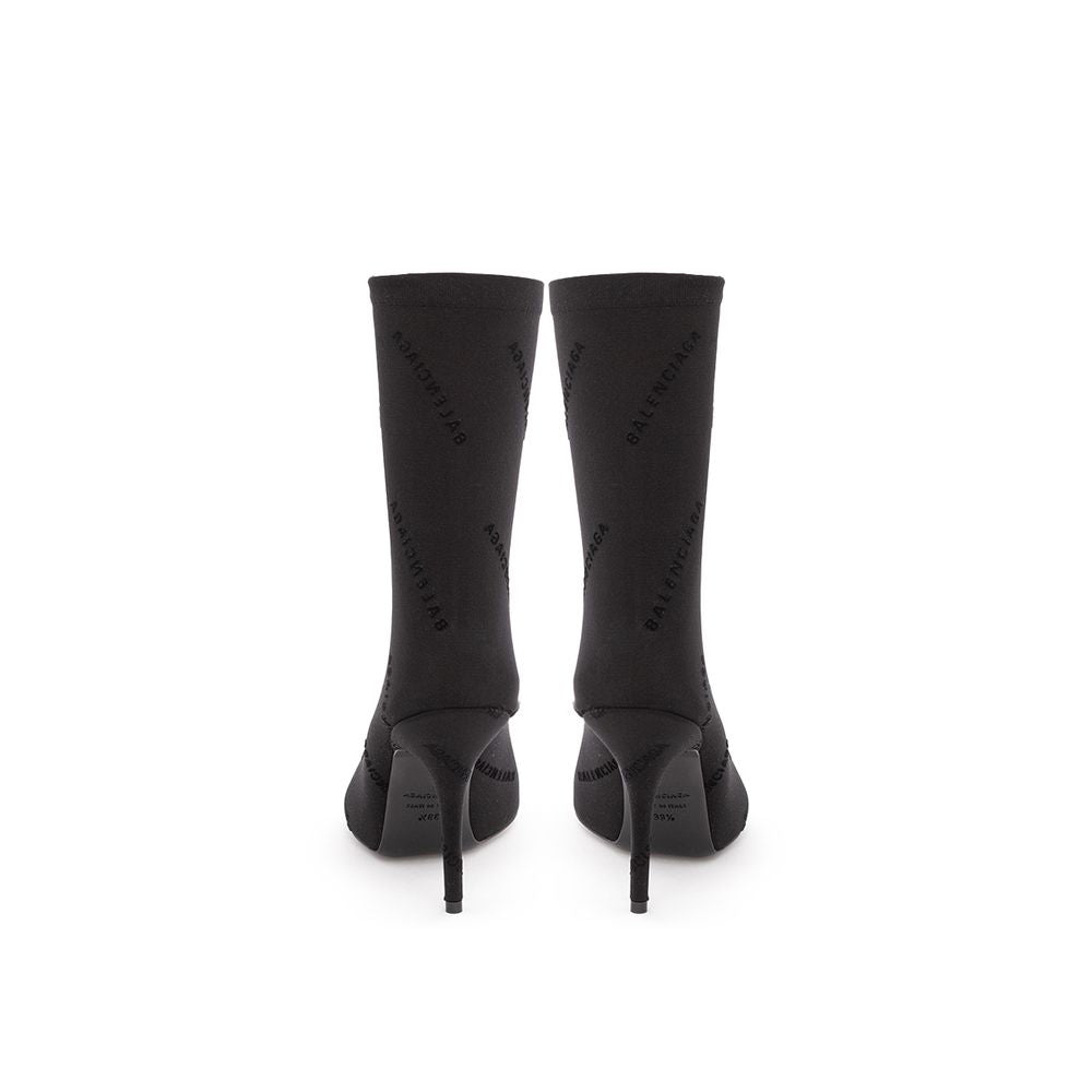 Elegant Black Spandex Statement Boots - GLAMHUB BOUTIQUE 