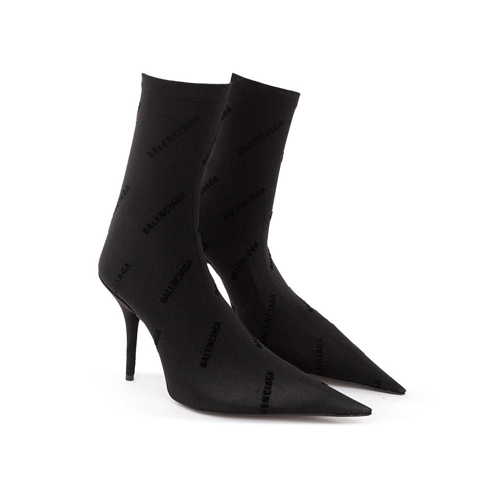 Elegant Black Spandex Statement Boots - GLAMHUB BOUTIQUE 