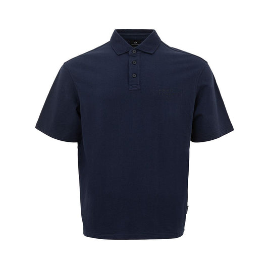 Sleek Blue Cotton Polo Shirt for Men - GLAMHUB BOUTIQUE 