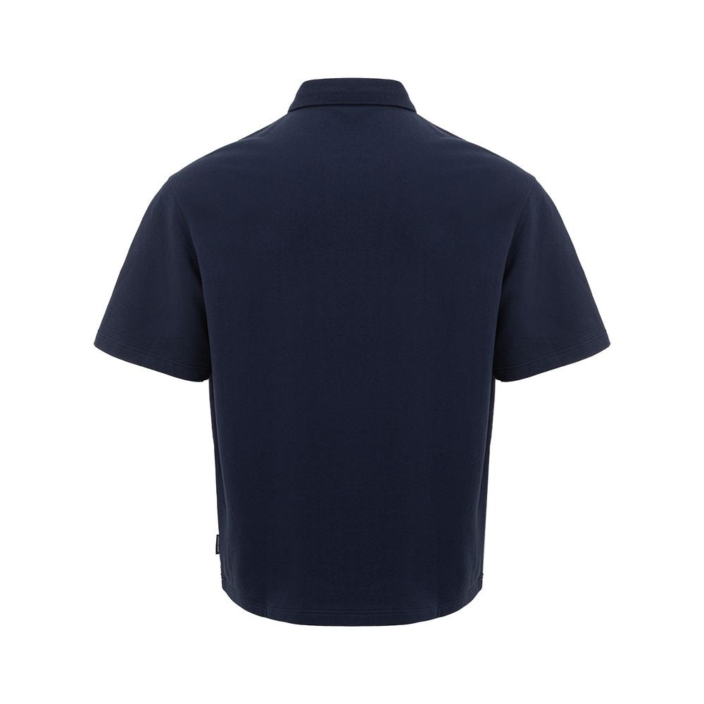 Sleek Blue Cotton Polo Shirt for Men - GLAMHUB BOUTIQUE 