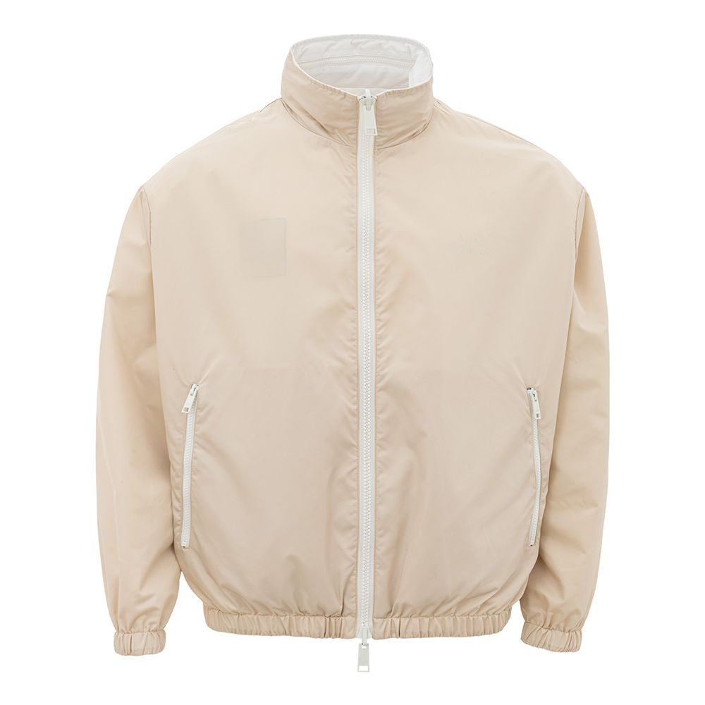 Beige Polyamide Jacket for the Modern Man - GLAMHUB BOUTIQUE 