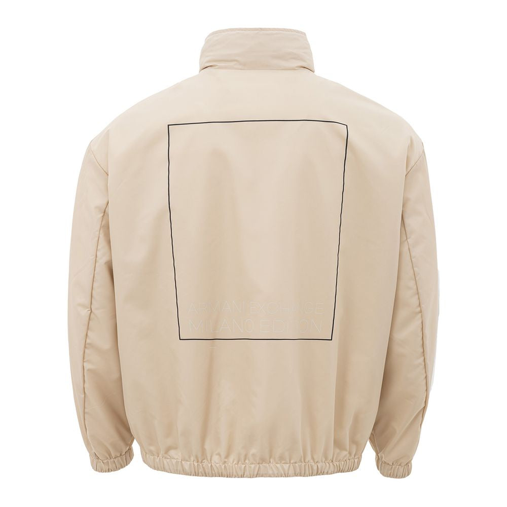 Beige Polyamide Jacket for the Modern Man - GLAMHUB BOUTIQUE 