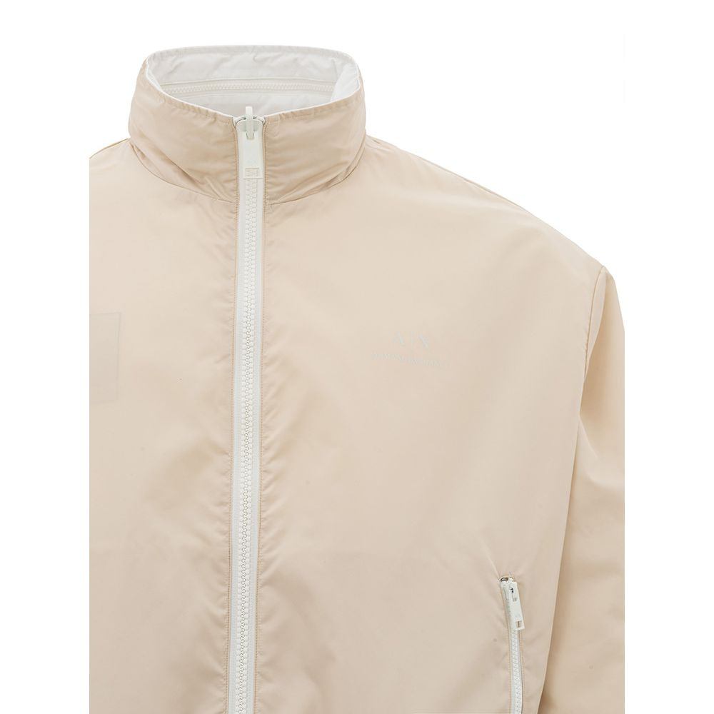 Beige Polyamide Jacket for the Modern Man - GLAMHUB BOUTIQUE 