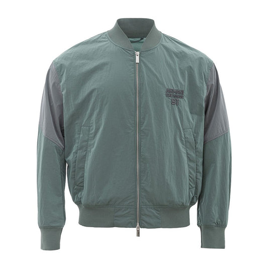 Exquisite Green Polyamide Men's Jacket - GLAMHUB BOUTIQUE 