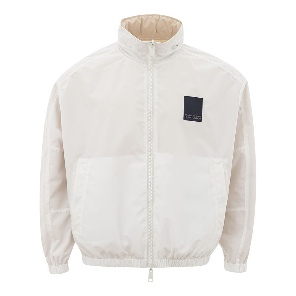 Beige Polyamide Jacket for the Modern Man - GLAMHUB BOUTIQUE 