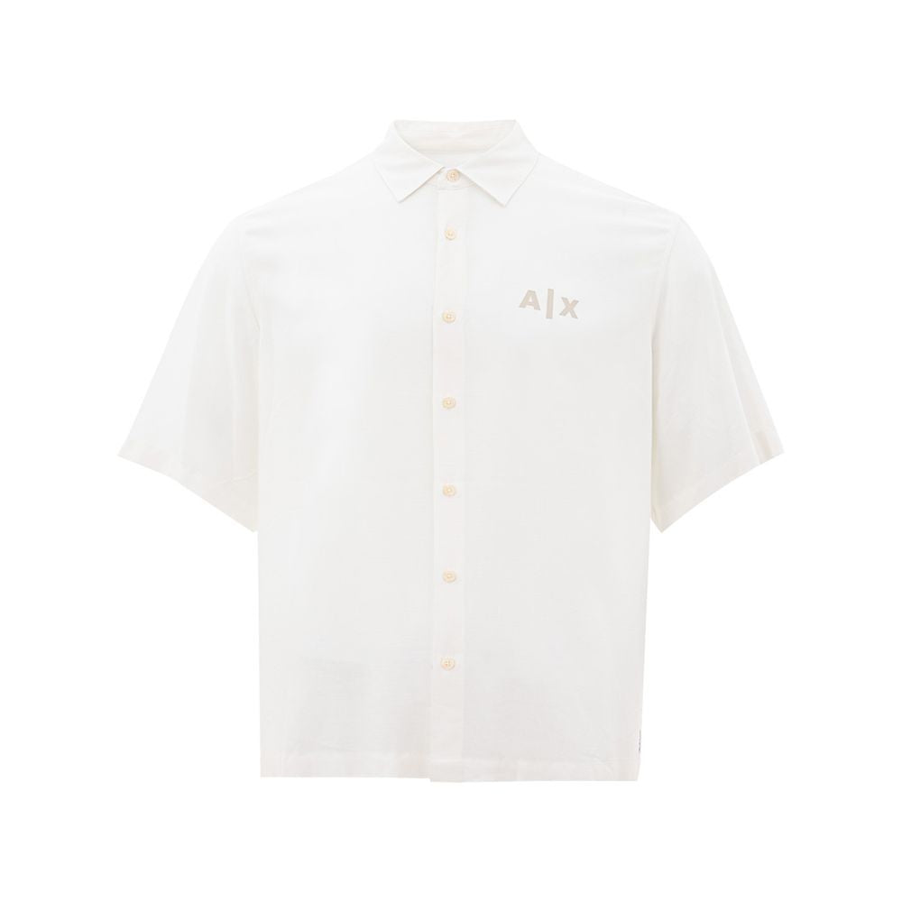 Elegant White Viscose Shirt for Men - GLAMHUB BOUTIQUE 