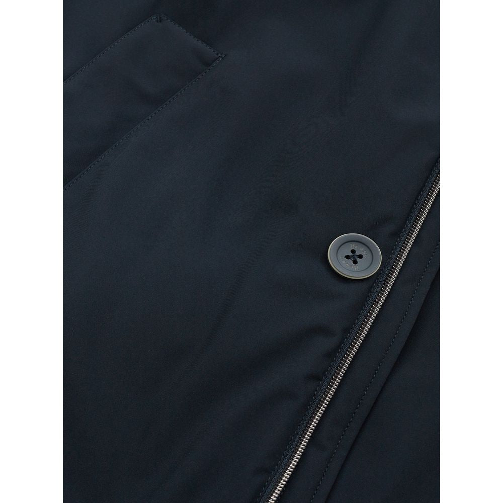 Elegant Blue Polyester Herno Jacket for Men - GlamHub Luxury and Icon Brand Clothing